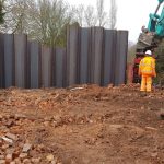 Sheet piles linked allowing excavation to be safely carried out