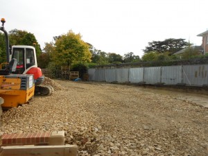 Site stripped and leveled before works began