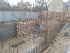 Basement walls poured in two halves