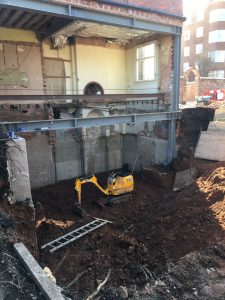 Excavations for new basement under extension