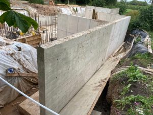 Concrete poured in sections
